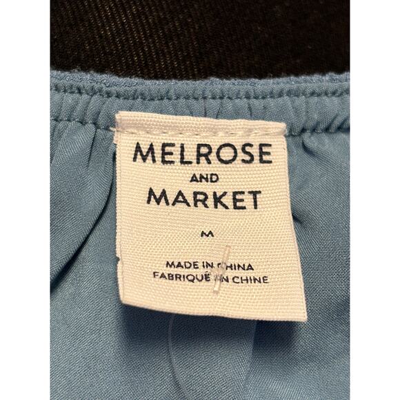 Melrose and Market Puff Sleeve Babydoll Top In Blue Provincial Size M Open Back - Picture 6 of 8